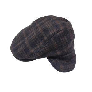 Stetson Wool Plaid Newsboy Cap Flat Ivy Driving Hat S/M Vintage Brown